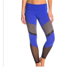 Alo Sheila Blue Black Mesh Detail Leggings Womens Size: S